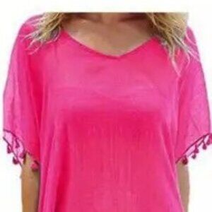 Chiffon Swimsuit Cover Up (Color: Fushia Rose)
